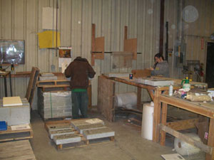 Robert and Ashley preparing markers for shipment